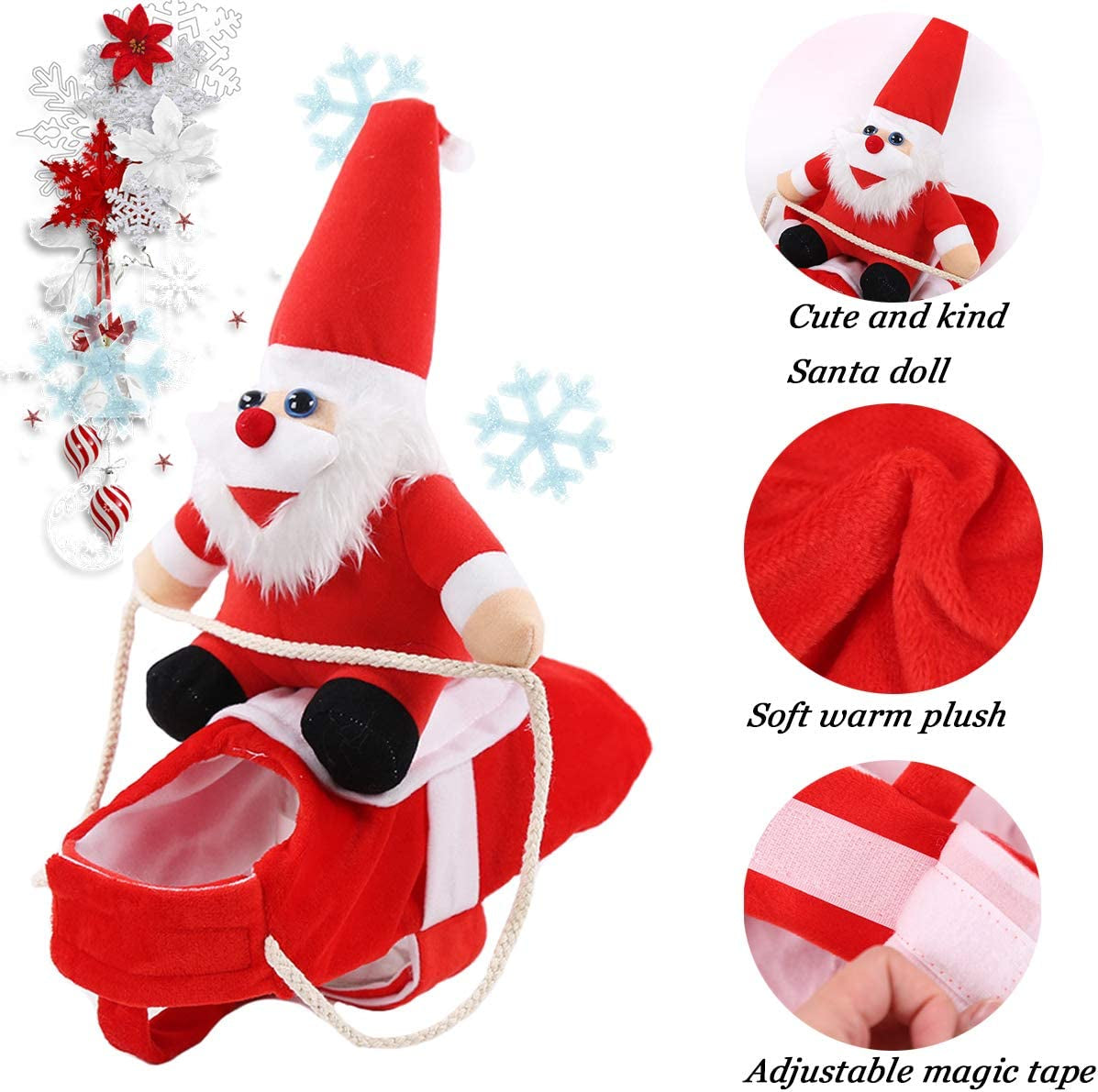 Christmas Dog Costume Funny Dog Christmas Santa Claus Costume Riding on Dog Pet Cat Christmas Holiday Outfit Pet Christmas Clothes Dressing up for Halloween Christmas Party